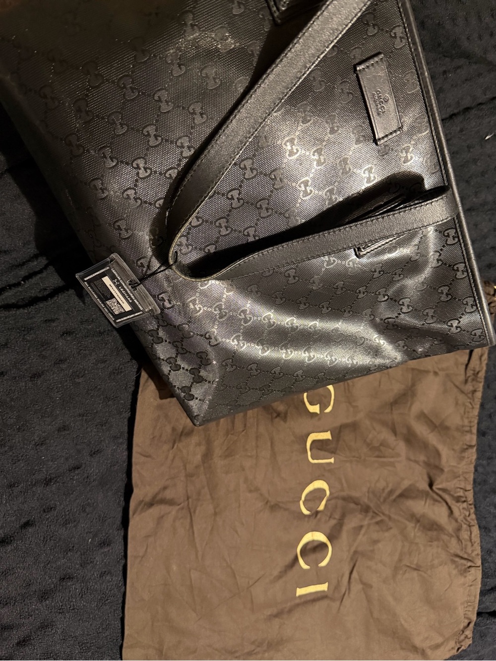 Gucci Black Monogram Tote Bag